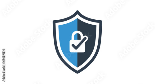 Digital protection concept depicting security assurance and verified safety via an abstract shield and lock indicating approval with integrated