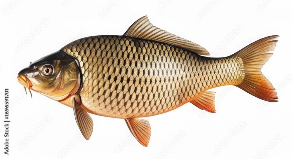 Naklejka premium A single carp fish isolated on white background