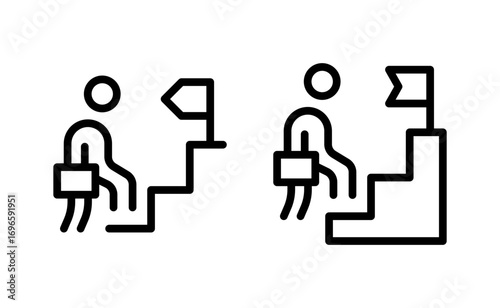 Businessman Ascending Steps with Flag Icon