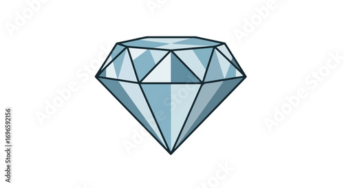 Stylized diamond illustration displaying facets on a pristine white background providing a polished and precious appearance