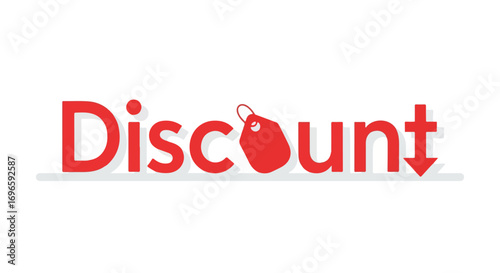 Enticing promotional visual featuring vibrant red discount text with a downward pointing arrow emphasis on markdown and savings