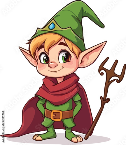 Cute cartoon a illustrator vector Elf