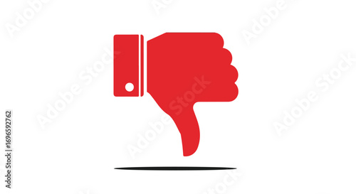 Declining Approval Icon in Vivid Scarlet: A Symbol of Disagreement and Unfavorable Reaction Isolated Against White Backdrop Depicting Rejection