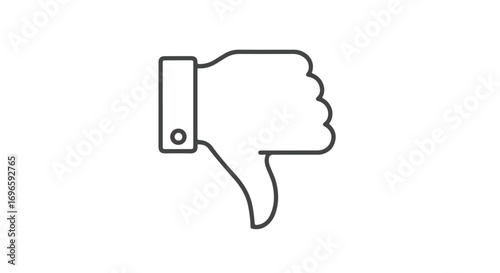 Minimalist Dislike Gesture Illustration: Thumbs Down Outline Against a Clean White Backdrop Depicting Negative Feedback