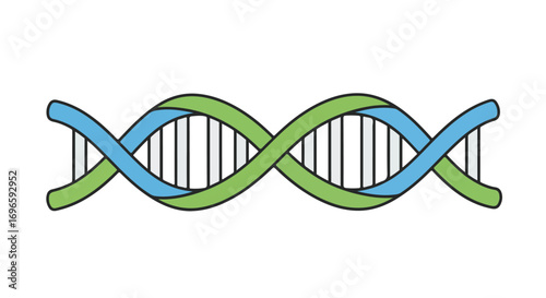 Colorful depiction of double helix structure symbolizing biology science with simplified representation and gene research concept illustration