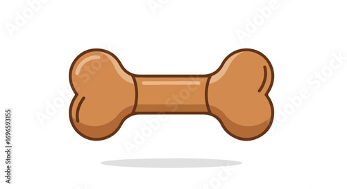 Simple cartoon illustration of a dog bone treat against a plain white background for animal related design