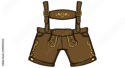 Traditional lederhosen bavarian garment oktoberfest attire german clothing leather pants suspenders costume on transparent background
