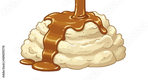 Delicious caramel sauce pouring on sweet cream dessert food topping flavor indulgence treat delight yummy on transparent background