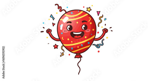 Celebration party balloon happy joy festive birthday event decoration fun cheerful graphic illustration on transparent background