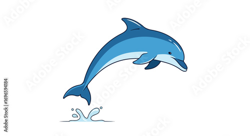 Enchanting aquatic artwork depicting a playful dolphin leaping from pristine waters in a lively style