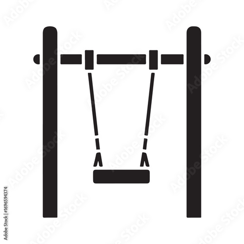 Minimalist Black Icon of a Playground Swing Set