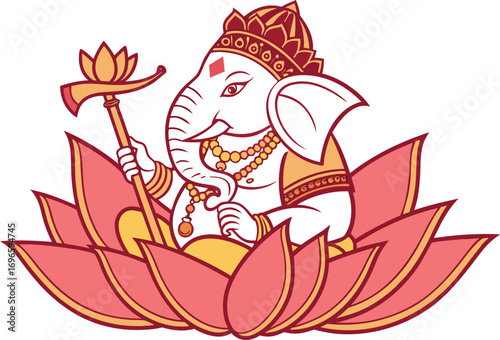 Realistic Lord Ganesha Illustration Artwork. Beautiful Lord Ganesha Creative Illustration Design. Lord Ganesha Festival Realistic Illustration Artwork. Decorative Lord Ganesha Artistic Illustration