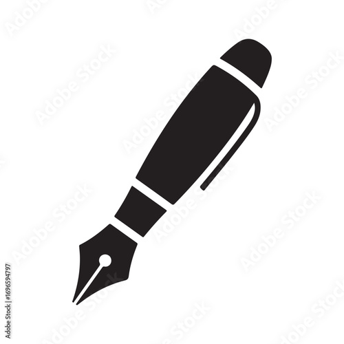 Black and White Illustration of a Fountain Pen
