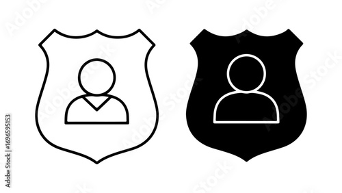 User Profile Security Shield Icon in Outline and Solid Styles