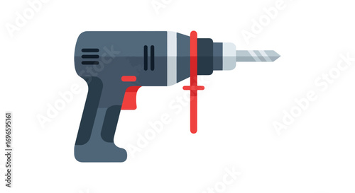 Isolated drill illustration portraying construction and maintenance tasks for diverse projects and creative works