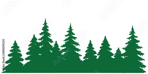 Silhouette of Forest of Christmas fir trees vector icon set illustration isolated on white background. pine tree forest silhouette vector illustration, Fir trees icon set. set of forest trees. vector 