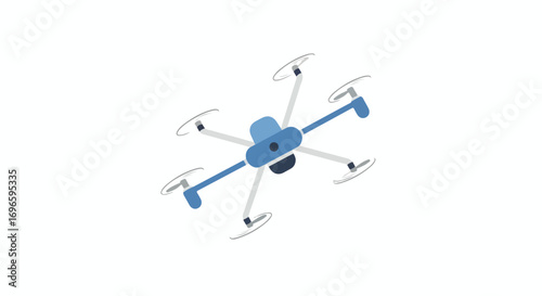 Stylized illustration of a six-rotor drone, aerial vehicle, flying tech, providing a clean and modern visual suitable for various tech-related