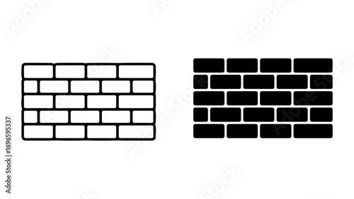 Black and White Outline and Solid Brick Wall Icons