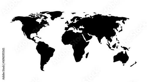 Minimalist Black and White World Map Outline
