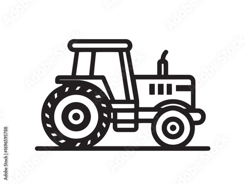 Tractor Cultivator Icon in Elegant Minimal Farming Line Vector Illustration Design