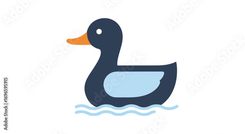 Stylized duck swimming in minimal waves illustration with clean graphic design and appealing color palette for nature themes