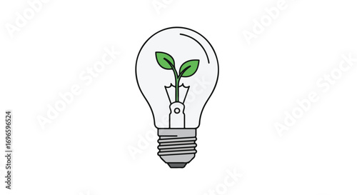 Innovative concepts of renewable energy symbolized by light bulb and plant life, fostering sustainable solutions and envisioning ecological