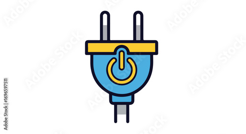 Stylized electrical plug icon with power symbol emphasizing connection and energy usage for appliance functionality and efficient consumption