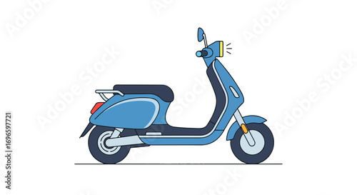 Electric scooter illustration, minimalist style, turquoise color, clean lines, isolated on white background for transportation design projects