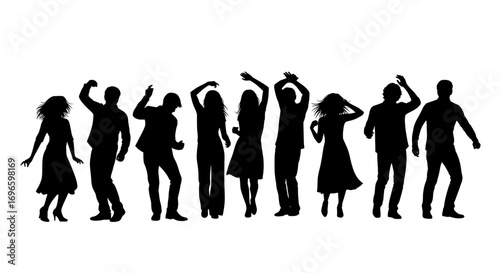 dancing  silhouette of people dancing on a white background on transparent background