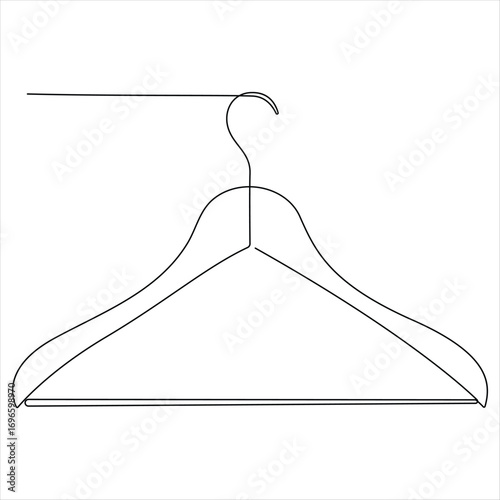 One continuous line drawing of clothes hanger minimalist vector illustration