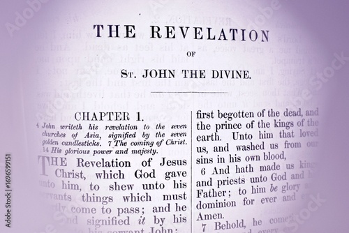 The words of the St. John the Divine in the Book of Revelation from the New Testament of the Christian Holy Bible.