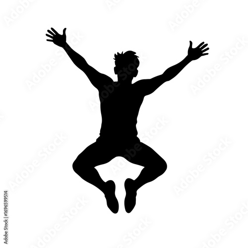 Wallpaper Mural solid black silhouette of a jumping man with his arms raised Torontodigital.ca