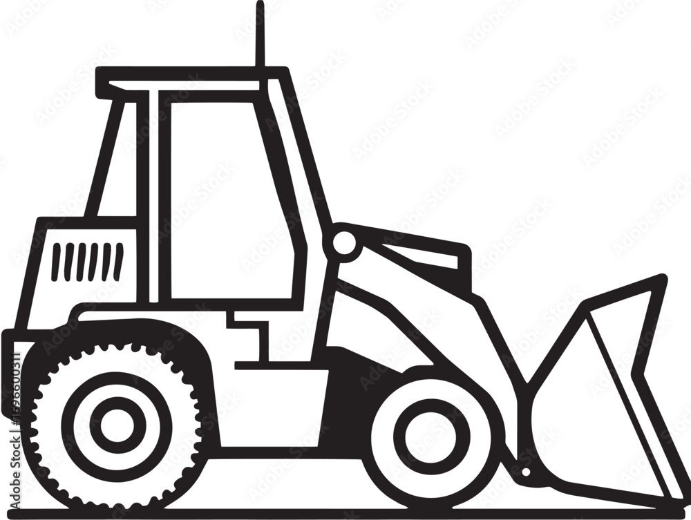 Fototapeta premium Professional Tractor Loader Bucket Icon in Minimal Farming Vector Line Artwork Design