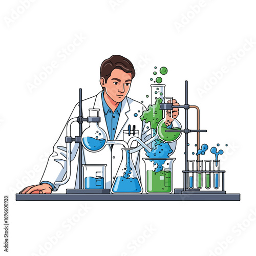 Scientist conducting experiment in a laboratory.