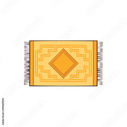 Decorative rectangular Rug design with ethnic pattern and fringed edges