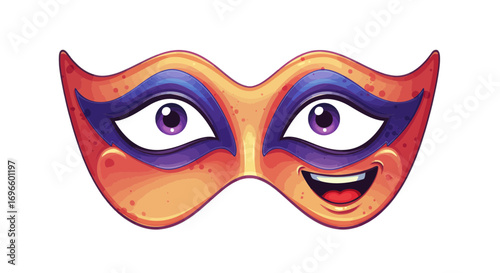 Orange purple mask eyes costume party disguise face covering masquerade ball celebration festive event on transparent background