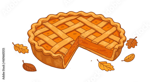 Delicious autumn pie dessert pastry food bake thanksgiving holiday leaves season tasty baked treat on transparent background