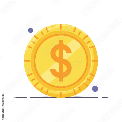 Vector illustration of a money coin. Business, finance, and savings related graphic design.