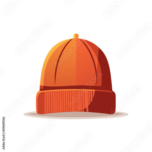 Orange Beanie Hat with Pom Pom Style Illustration