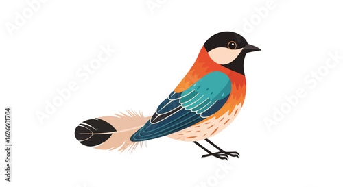 Stylized bird illustration with vibrant plumage, digital design capturing avian beauty in a simple graphic artwork