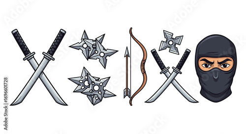 Ninja Warrior Weapons and Mask, Martial Arts Power Tools.