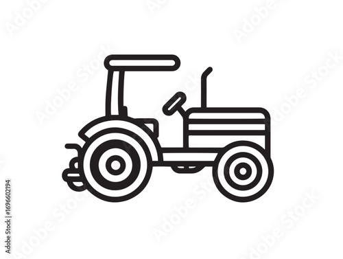 Heavy Duty Tractor Tiller Icon in Sleek Minimal Farming Vector Illustration Artwork