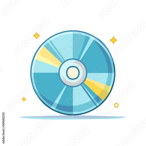 Digital disc graphic illustration with shiny highlights