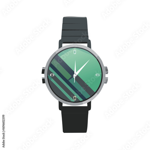Elegant minimalist wristwatch with a unique green striped dial design