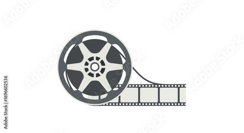 Classic film reel symbol with exposed film strip, representing cinematic artistry and visual storytelling in motion picture form