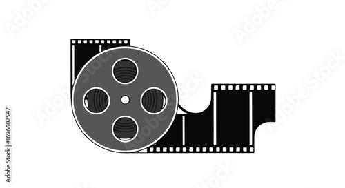 Film Reel and Strip Illustration Symbolizing Cinema Arts and Entertainment Industry Technology Concept Image Representation