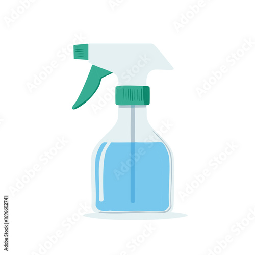 Cleaning spray bottle filled with blue liquid vector illustration for hygiene and disinfection