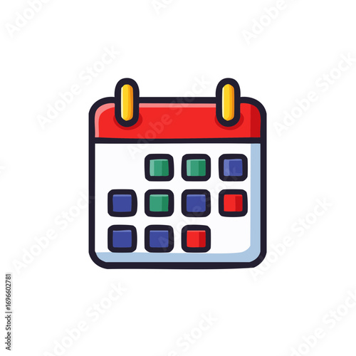 Cartoon calendar illustration with colorful days and months concept