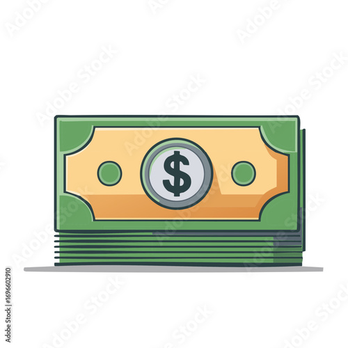 Stack of American dollar banknotes, vector illustration, finance concept.