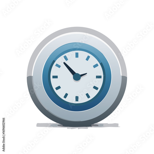 Modern blue and gray clock icon showing time concept graphic design illustration for scheduling and deadlines